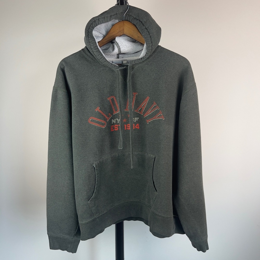 Vintage Old Navy Embroidered Arch Logo Hoodie EST 1994 Grey XL Y2K Grunge